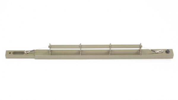 A beige BP SERIES - 2EXT EXTENSION LINE PULL plastic shelf with two hooks on it.
