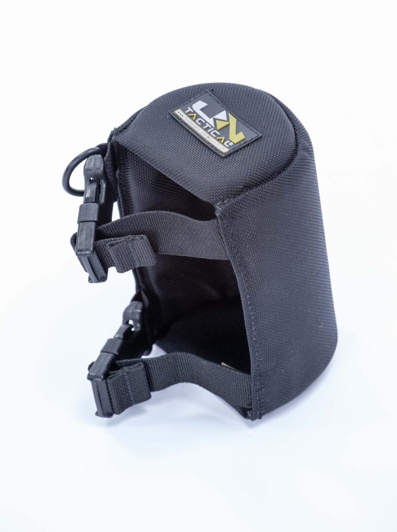 A black Clamp Head Protective Cover with a strap.