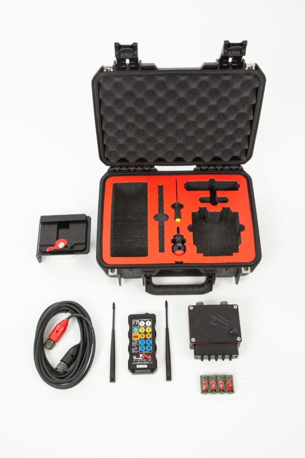 A case containing the DFS-10 - DRACO Wireless Electronic Firing System and cables.