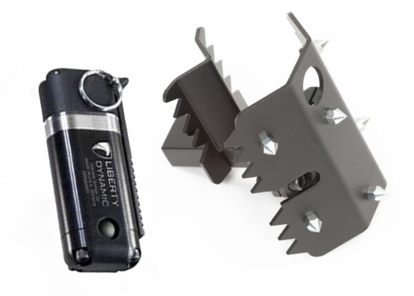 A CH-LD-DD - LIBERTY DYNAMIC with spikes and a flashlight next to it.