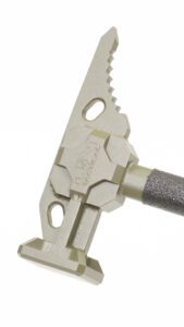 A small BREACHING HAMMER with a handle on it.