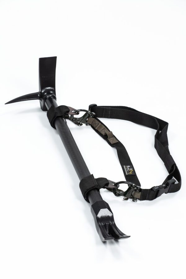 A black 30" Alloy Entry Tool with a strap attached to it.