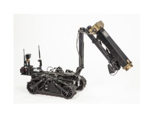 Small tracked inspection robot with folded arm